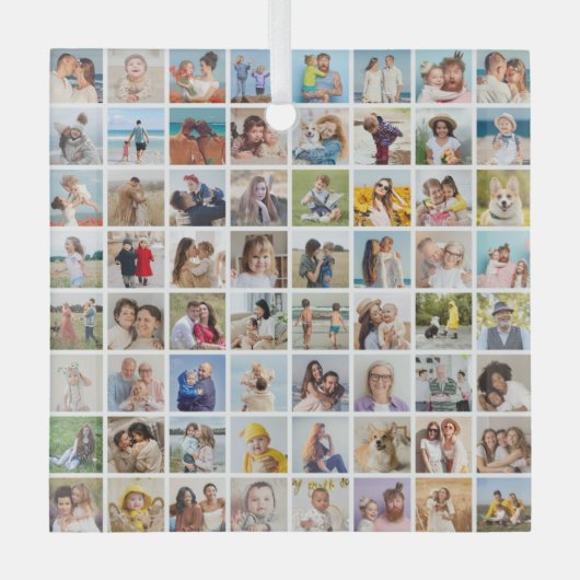 Creëer Your Ewn 64 Photo Collage Glas Ornament (Voorkant)