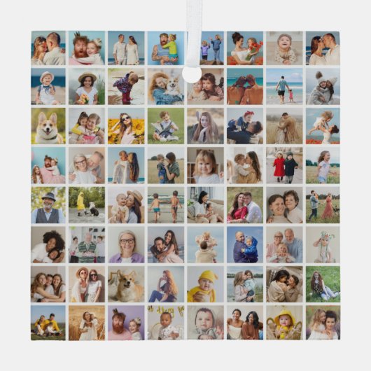 Creëer Your Ewn 64 Photo Collage Glas Ornament (Achterkant)