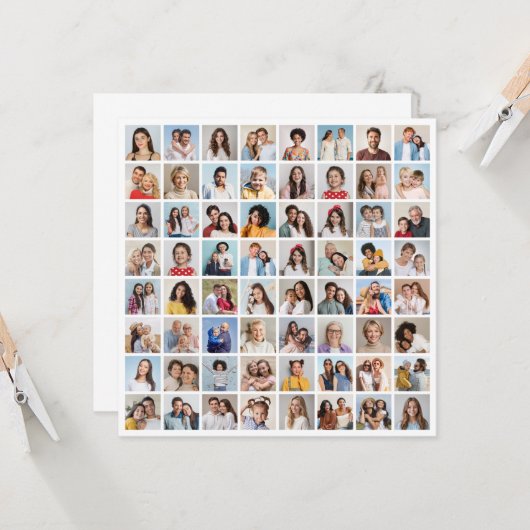 Creëer Your Ewn 64 Photo Collage Kaart (Voorkant / Achterkant in situ)
