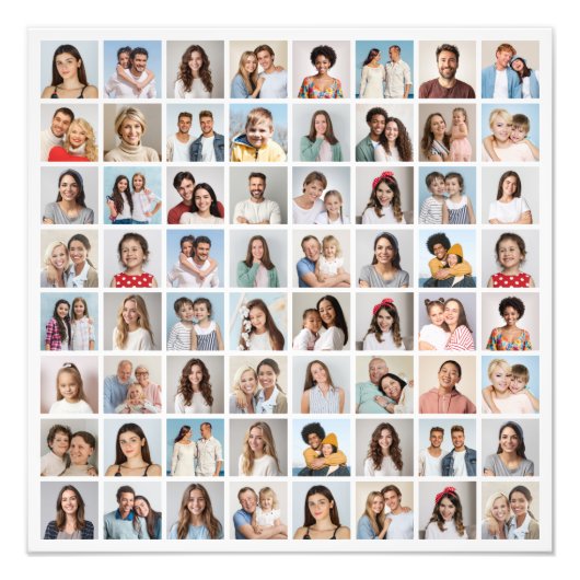 Creëer Your Ewn 64 Photo Collage Photo Enlargement Foto Afdruk (Voorkant)