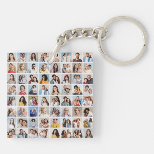 Creëer Your Ewn 64 Photo Collage Sleutelhanger (Achterkant)