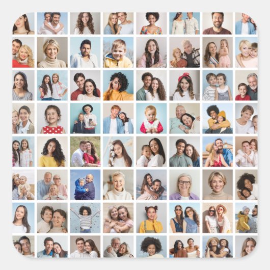Creëer Your Ewn 64 Photo Collage Vierkante Sticker (Voorkant)