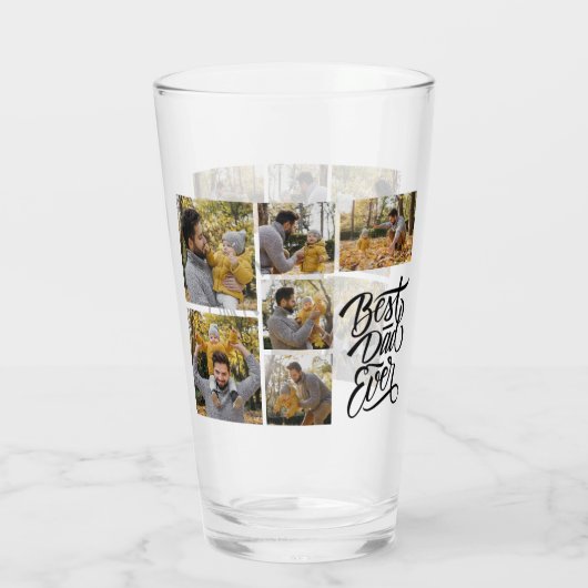 Creëer Your Ewn 6 Foto Collage Beste vader ooit Glas (Achterkant)