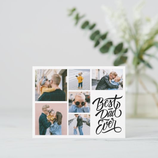 Creëer Your Ewn 6 Foto Collage Beste vader ooit Kaart (Staand voorkant)
