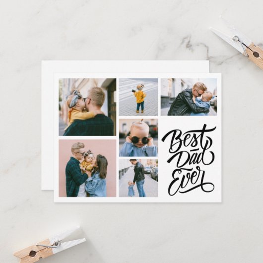 Creëer Your Ewn 6 Foto Collage Beste vader ooit Kaart (Voorkant / Achterkant in situ)