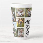 Creëer Your Ewn 6 Foto Collage Beste vader ooit Latte Mok (Voorkant)