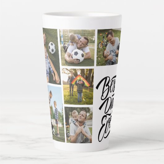 Creëer Your Ewn 6 Foto Collage Beste vader ooit Latte Mok (Voorkant)