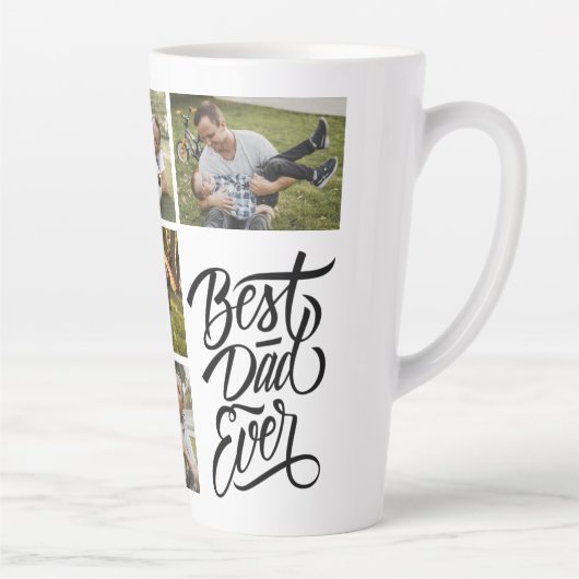 Creëer Your Ewn 6 Foto Collage Beste vader ooit Latte Mok (Rechts)