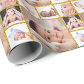 Creëer Your Ewn 6 Foto Collage Gold Glitter Cadeaupapier (Rol Hoek)