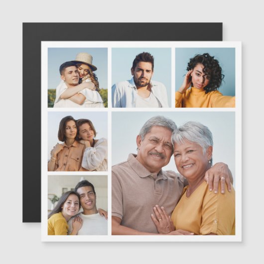 Creëer Your Ewn 6 Photo Collage Magnetic Kaart (Voorkant / Achterkant)