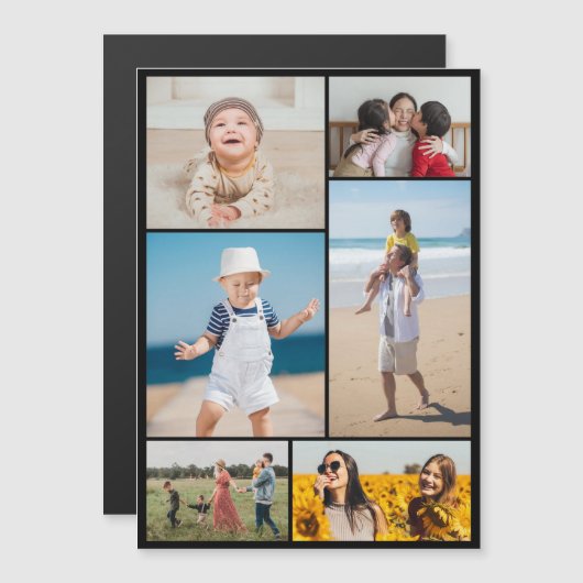 Creëer Your Ewn 6 Photo Collage Magnetic Kaart (Voorkant / Achterkant)