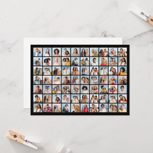 Creëer Your Ewn 70 Photo Collage Kaart (Voorkant / Achterkant in situ)
