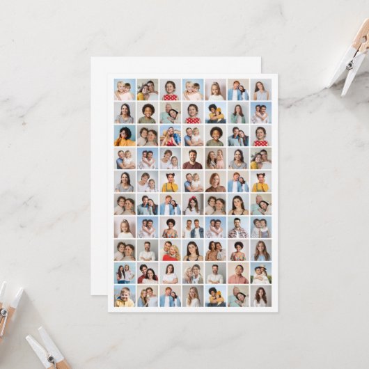 Creëer Your Ewn 70 Photo Collage Kaart (Voorkant / Achterkant in situ)