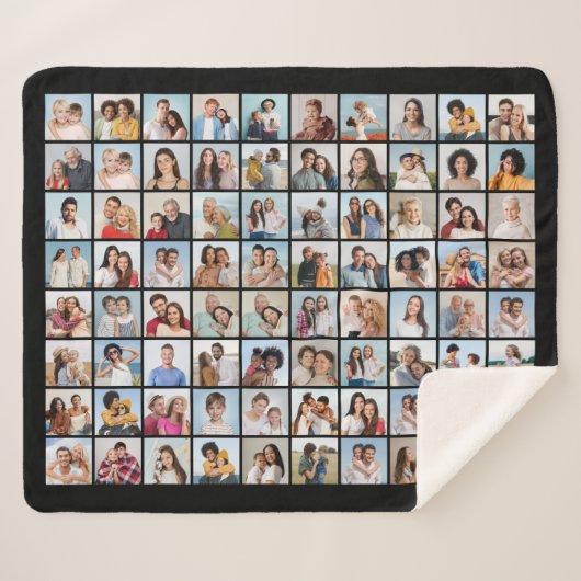 Creëer Your Ewn 80 Photo Collage Sherpa Deken (Voorkant (horizontaal))