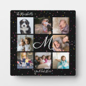 Creëer Your Ewn 8 Photo Collage Monogram Black Fotoplaat (Voorkant)