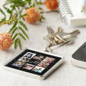 Creëer Your Ewn 8 Photo Collage Monogram Black Sleutelhanger (Zijkant)