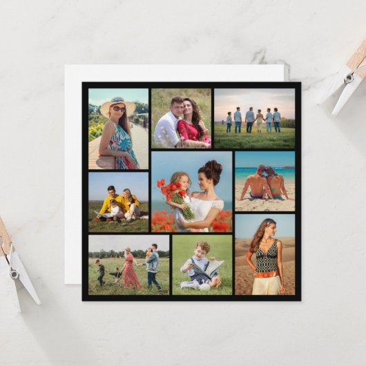 Creëer Your Ewn 9 Photo Collage Greep Kaart (Voorkant / Achterkant in situ)