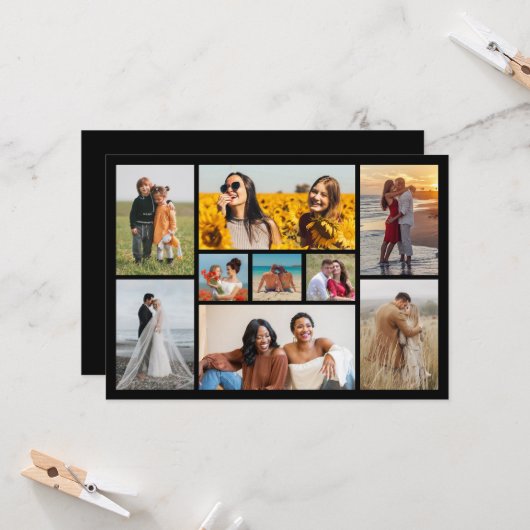 Creëer Your Ewn 9 Photo Collage Greep Kaart (Voorkant / Achterkant in situ)