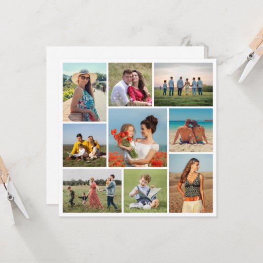 Creëer Your Ewn 9 Photo Collage Greep Kaart (Voorkant / Achterkant in situ)