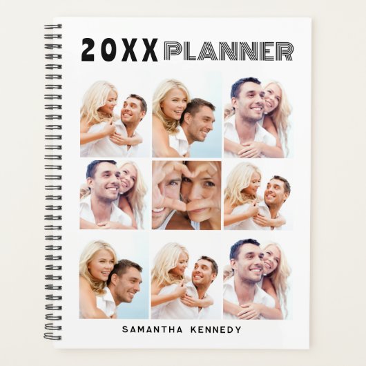 Creëer Your Ewn 9 Photo Collage Personalized 2023 Planner (Voorkant)