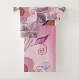 Creëer Your Ewn Baby Pink Luxury Little Princess Bad Handdoek