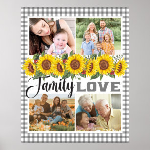 Creëer Your Ewn Family Collage Gingham Sunflower Poster
