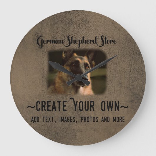 Creëer Your Ewn German Shepherd Photo Clock Grote Klok (Voorkant)