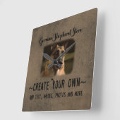 Creëer Your Ewn German Shepherd Photo Clock Vierkante Klok (Hoek)