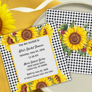 Creëer Your Ewn Invitation Gingham Sunflower Kaart