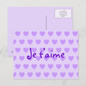 Creëer Your Ewn Je Taime Paarse Hearts Briefkaart (Voorkant / Achterkant)