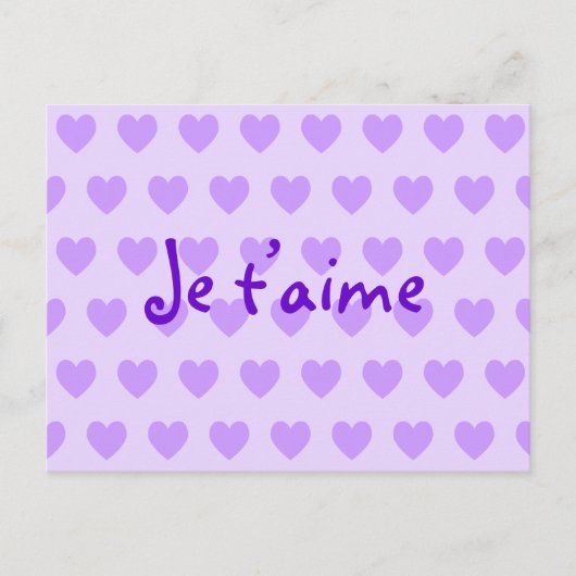 Creëer Your Ewn Je Taime Paarse Hearts Briefkaart (Voorkant)