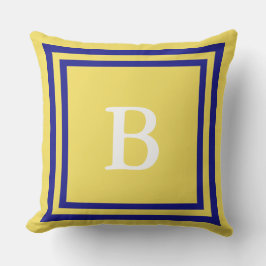 Creëer Your Ewn Monogram Navy Blue and Yellow Kussen