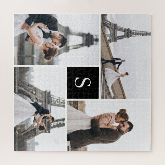 Creëer Your Ewn Monogrammed 4-fotocollage Legpuzzel (Horizontaal)