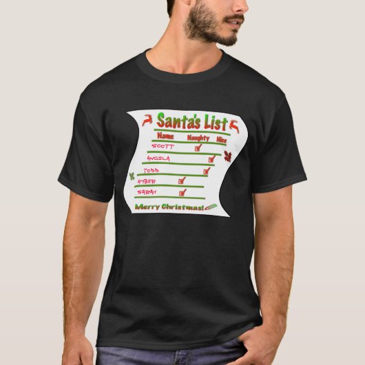 Creëer Your Ewn Naughty and Nice Santa's List T-shirt (Voorkant)