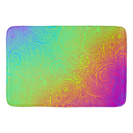 Creëer Your Ewn Neon Rainbow Paisley Badmat (Voorkant)