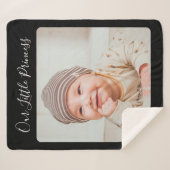 Creëer Your Ewn One Photo Personated Black Sherpa Deken (Voorkant (horizontaal))