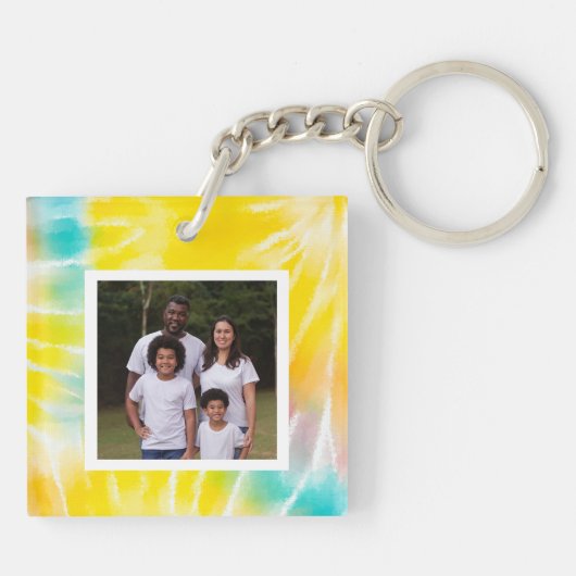 Creëer Your Ewn Photo Bright Tie Dye Sleutelhanger (Achterkant)