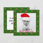 Creëer Your Ewn Photo Candy Cane Pattern Feestdagenkaart (Voorkant / Achterkant)