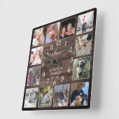 Creëer Your Ewn Photo Collage Farmhouse Wood Vierkante Klok (Hoek)
