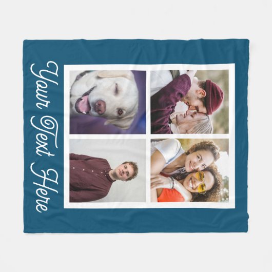 Creëer Your Ewn Photo Collage Navy 4 Afbeeldingen Fleece Deken (Voorkant (Horizontaal))