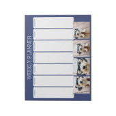 Creëer Your Ewn Photo Collage Navy 4 Afbeeldingen Notitieblok (Linkerzijde)