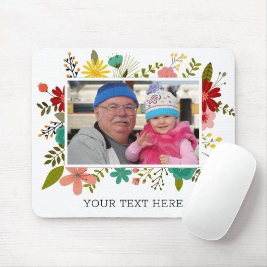 Creëer Your Ewn Photo Floral Lijst Mousepad Muismat (Met muis)