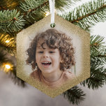 Creëer Your Ewn Photo Kerstglas Ornament<br><div class="desc">Een elegante kerstversiering met een afbeelding met een foto die je in je eigen land kunt veranderen,  en een gouden glittertrim.</div>