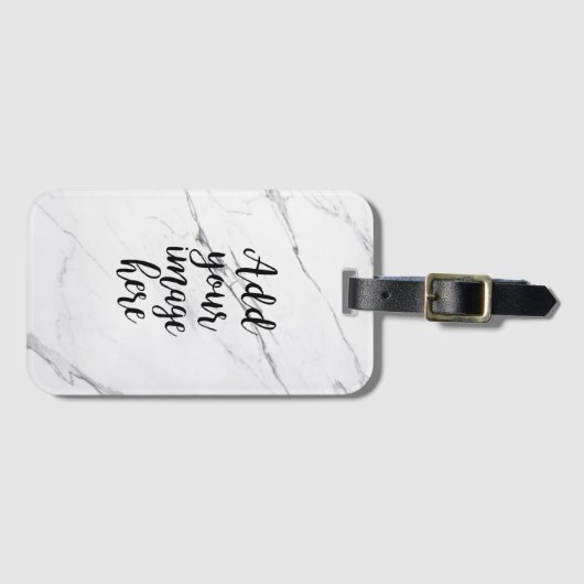 Creëer Your Ewn Photo White Marble bagagelabel (Voorkant (horizontaal))
