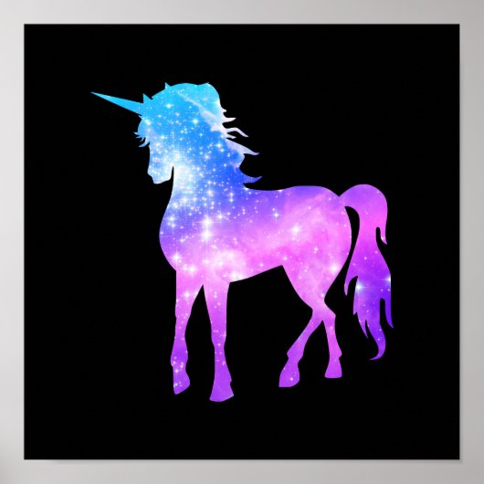Creëer Your Ewn Unicorn Photo Silhouette Black Poster (Voorkant)