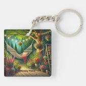 Creëer Your Happy Place Acryl Sleutelhanger (Achterkant)