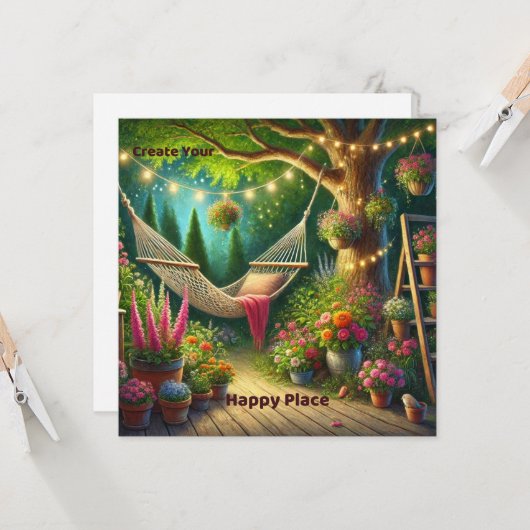 Creëer Your Happy Place Platte Kaart (Voorkant / Achterkant in situ)