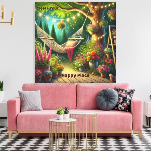 Creëer Your Happy Place - rustige Natuur Canvas Afdruk (Insitu (Woonkamer))