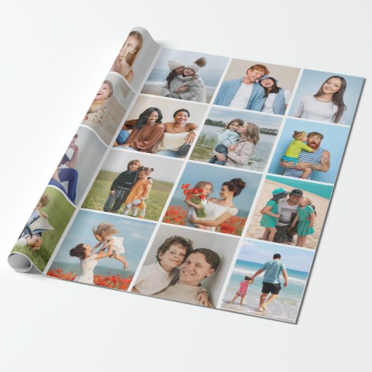 Creëer Your Own 20 Photo Collage Cadeaupapier (Uitgerold)