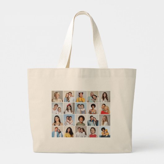 Creëer Your Own 20 Photo Collage Grote Tote Bag (Achterkant)